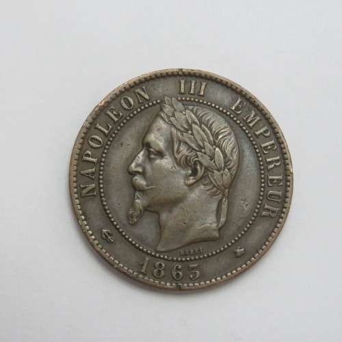 1863 France Bronze 10 Centimes VF