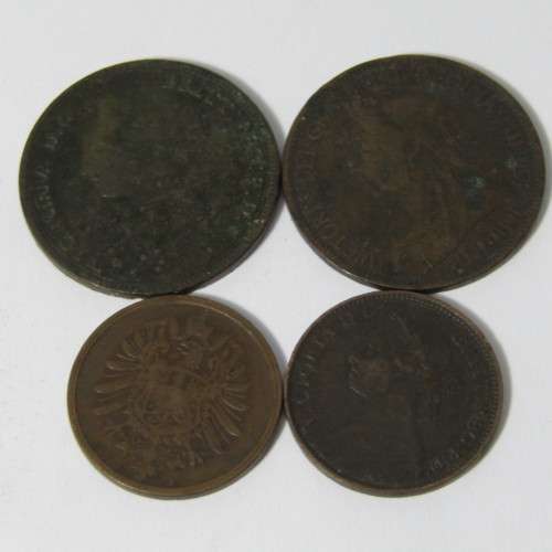 Lot of 4 antique coins each one over 100 years old