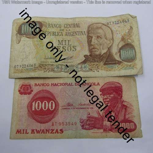 Lot of 10 old world banknotes