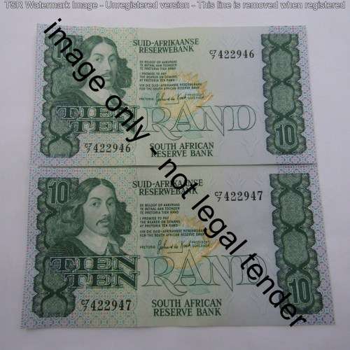 GPC de Kock 2nd issue - Lot of 8 x R10 banknotes with consecutive numbers - some creases