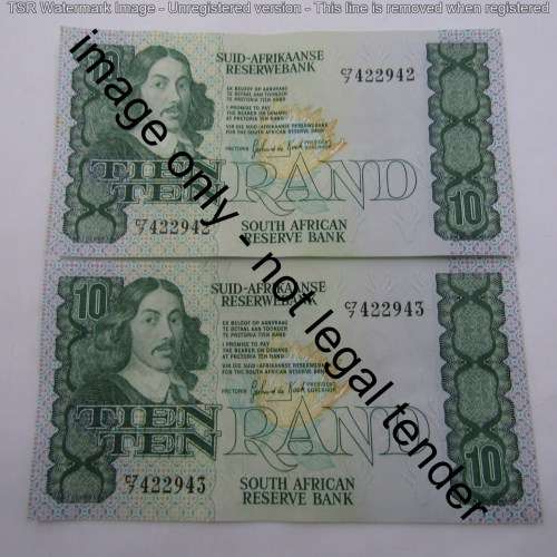 GPC de Kock 2nd issue - Lot of 8 x R10 banknotes with consecutive numbers - some creases