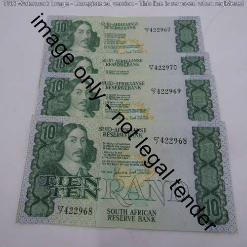 GPC de Kock 2nd issue - Lot of 4 R10 notes banknotes with consecutive numbers