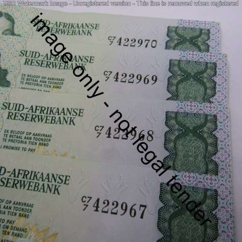 GPC de Kock 2nd issue - Lot of 4 R10 notes banknotes with consecutive numbers