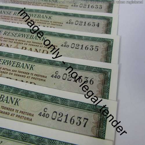 TW de Jongh 3rd issue 1975 consecutive lot of 10 x R10 banknotes