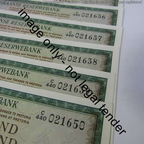 TW de Jongh 3rd issue 1975 consecutive lot of 10 x R10 banknotes