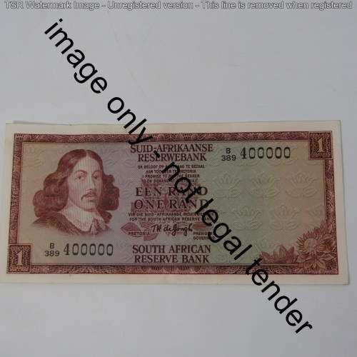 South Africa TW de Jongh 1975 issue One Rand AU - special number 400000