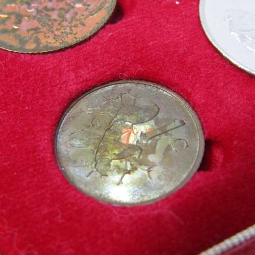 1968 South Africa proof set with English R1 in red box - no gold