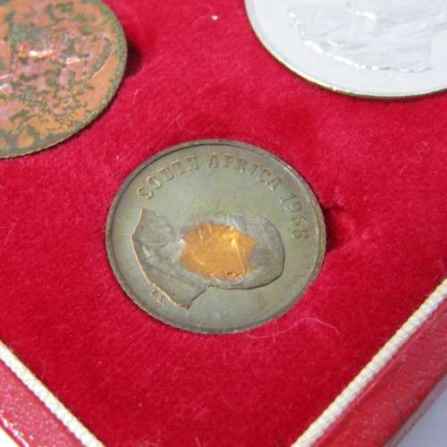 1968 South Africa proof set with English R1 in red box - no gold