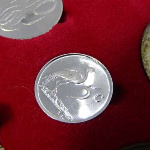 1968 South Africa proof set with English R1 in red box - no gold