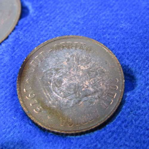 1975 South Africa proof coins in blue box - 1 cent to 50 cent