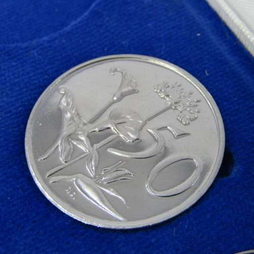 1975 South Africa proof coins in blue box - 1 cent to 50 cent