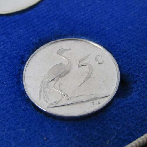 1975 South Africa proof coins in blue box - 1 cent to 50 cent