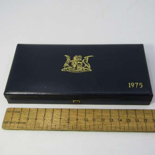1975 South Africa proof coins in blue box - 1 cent to 50 cent