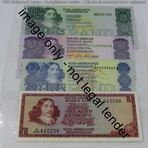 Lot of 4 South African laminated banknotes