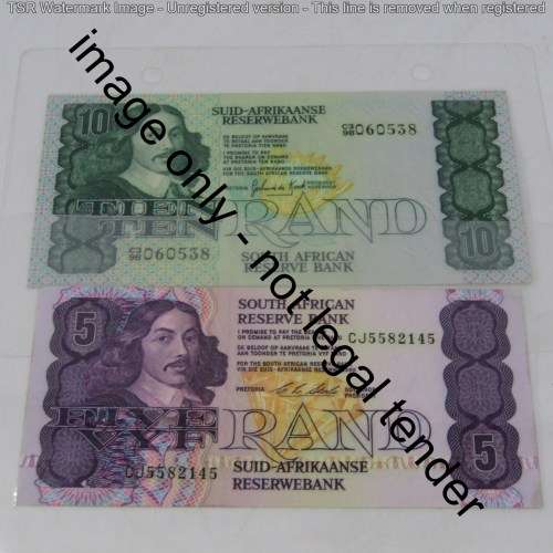 Lot of 4 South African laminated banknotes