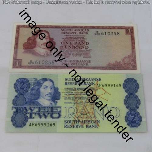 Lot of 4 South African laminated banknotes