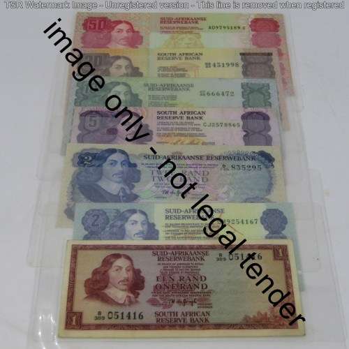 Lot of 7 South African laminated banknotes