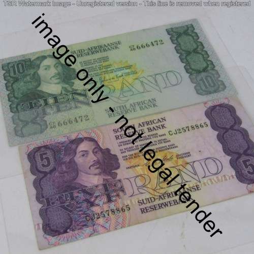 Lot of 7 South African laminated banknotes