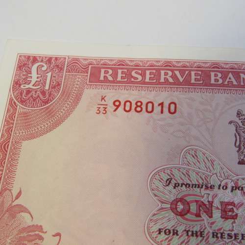 Rhodesia 1968 One Pound note UNC but light creases - sold as AU note