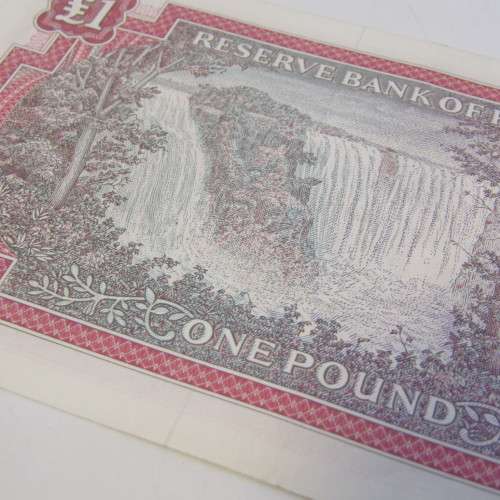 Rhodesia 1968 One Pound note UNC but light creases - sold as AU note