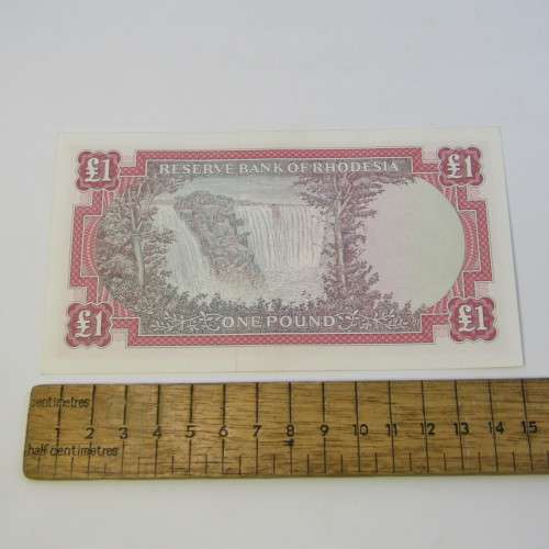 Rhodesia 1968 One Pound note UNC but light creases - sold as AU note