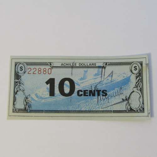Shipping token for 10 cents useable on board the Achille Lauro which was hijacked in 1985