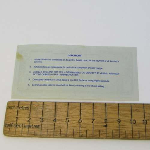 Shipping token for 10 cents useable on board the Achille Lauro which was hijacked in 1985