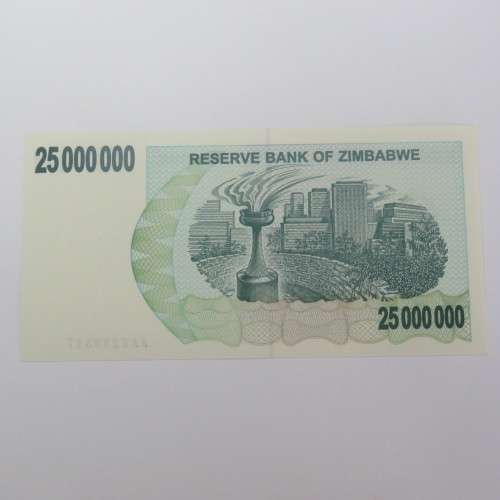 Zimbabwe $25000000 Bearer cheque 2 April 2008 uncirculated ZW 91