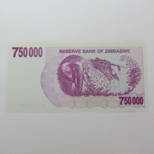 Zimbabwe Bearer cheque 31 Dec 2007 $750000 - Uncirculated ZW 86
