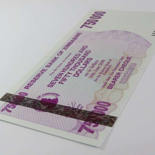 Zimbabwe Bearer cheque 31 Dec 2007 $750000 - Uncirculated ZW 86