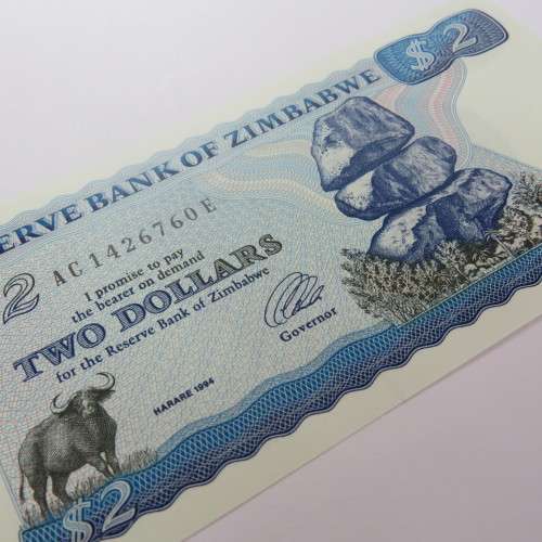 Zimbabwe $2 crisp uncirculated Harare 1994 ZW 14