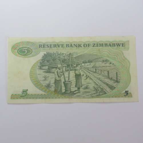 Zimbabwe $5 Harare 1994 ZW 15 folds and creases