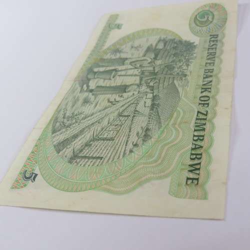 Zimbabwe $5 Harare 1994 ZW 15 folds and creases
