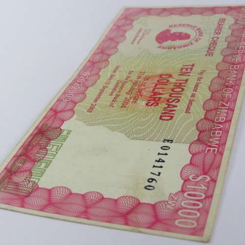Zimbabwe $10000 bearer cheque 15 September 2003 ZW 36
