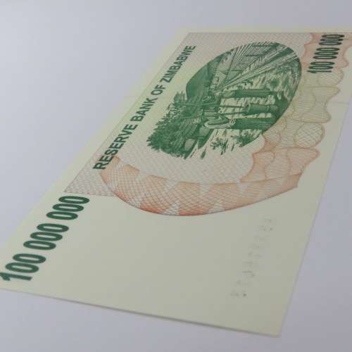 Zimbabwe $100000000 - One hundred million dollars bearer cheque 2 May 2008 uncirculated ZW 93