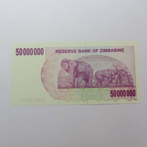 Zimbabwe $50000000 bearer cheque 2 April 2008 uncirculated ZW 92
