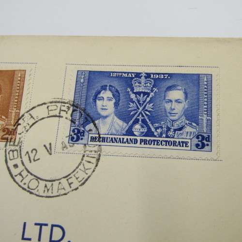 Registered first day cover from Mafeking Bechuanaland to London Great Britain 12 May 1937