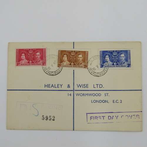 Registered first day cover from Mafeking Bechuanaland to London Great Britain 12 May 1937