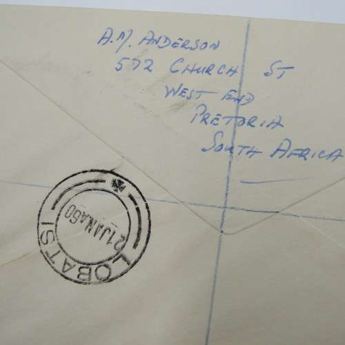 Registered first day cover from Lobatsi Bechuanaland to Pretoria South Africa 21 January 1960
