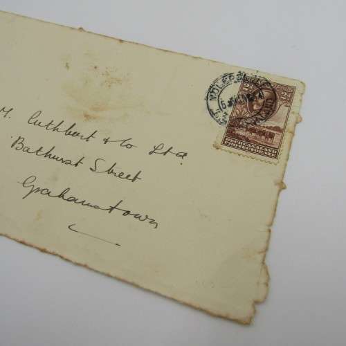 Postal cover front from Molepolole Bechuanaland to Grahamstown South Africa