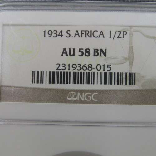 1934 SA Union 1/2d Half Penny graded AU 58 BN by NGC