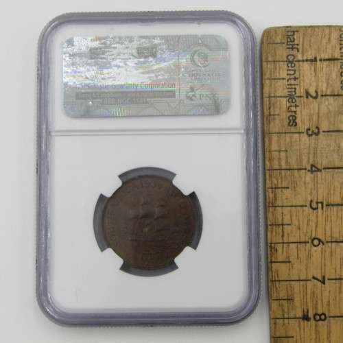 1934 SA Union 1/2d Half Penny graded AU 58 BN by NGC