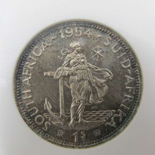 1954 SA Union 1s Shilling graded PF 66 by NGC