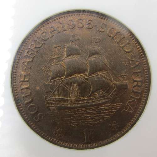 1935 SA Union 1d Penny graded MS 63 RB by NGC