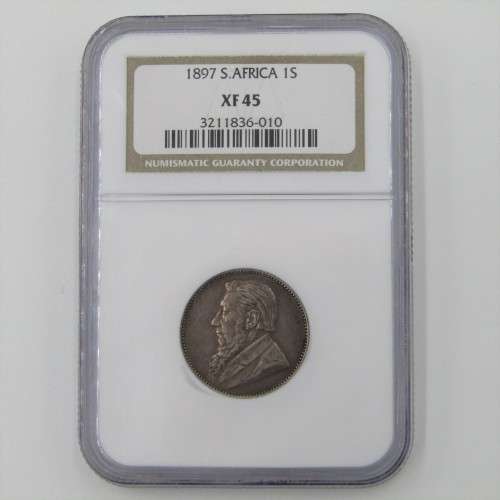 1897 ZAR 1s One Shilling graded XF 45 by NGC