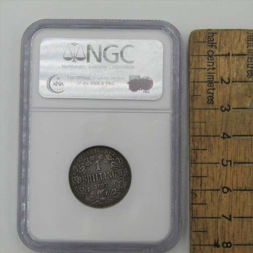 1897 ZAR 1s One Shilling graded XF 45 by NGC