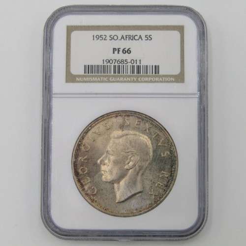 1952 SA Union 5s Five Shilling graded PF 66 by NGC