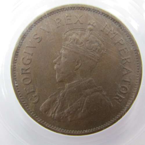 1936 SA Union 1/2d Half Penny graded AU58 by PCGS