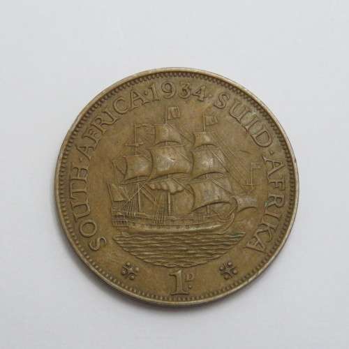 1934 South Africa penny XF or better