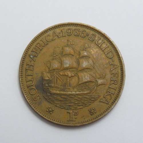 1936 South Africa penny XF or better